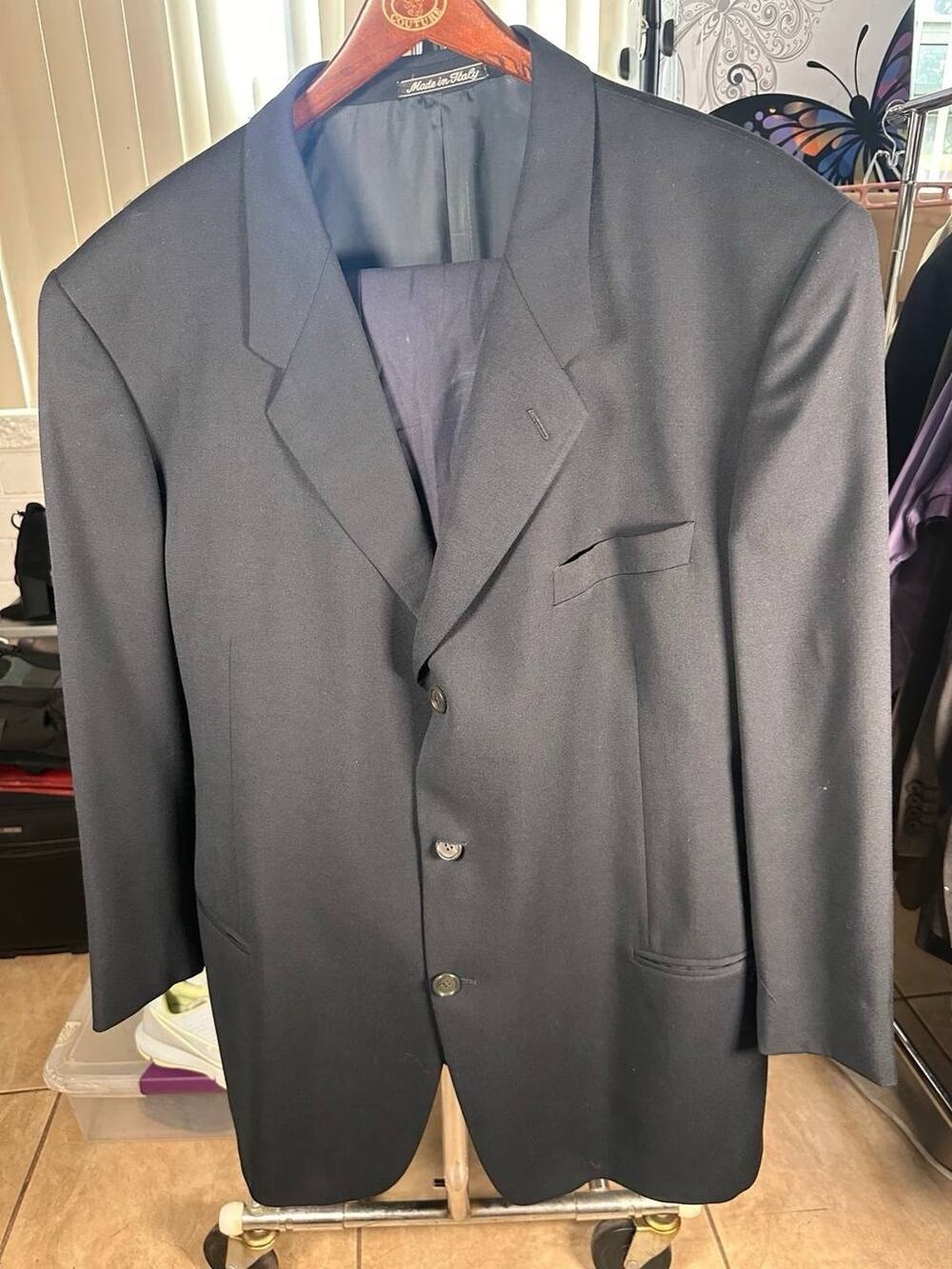 Giorgio Armani Le Collezioni Men’s Suit Dark Blue Wool 48L